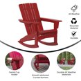thumbnail image 4 of Emma + Oliver Set of 2 Adirondack Rocking Chairs with Cup Holders, Weather Resistant HDPE Adirondack Rocking Chairs in Red, 4 of 12