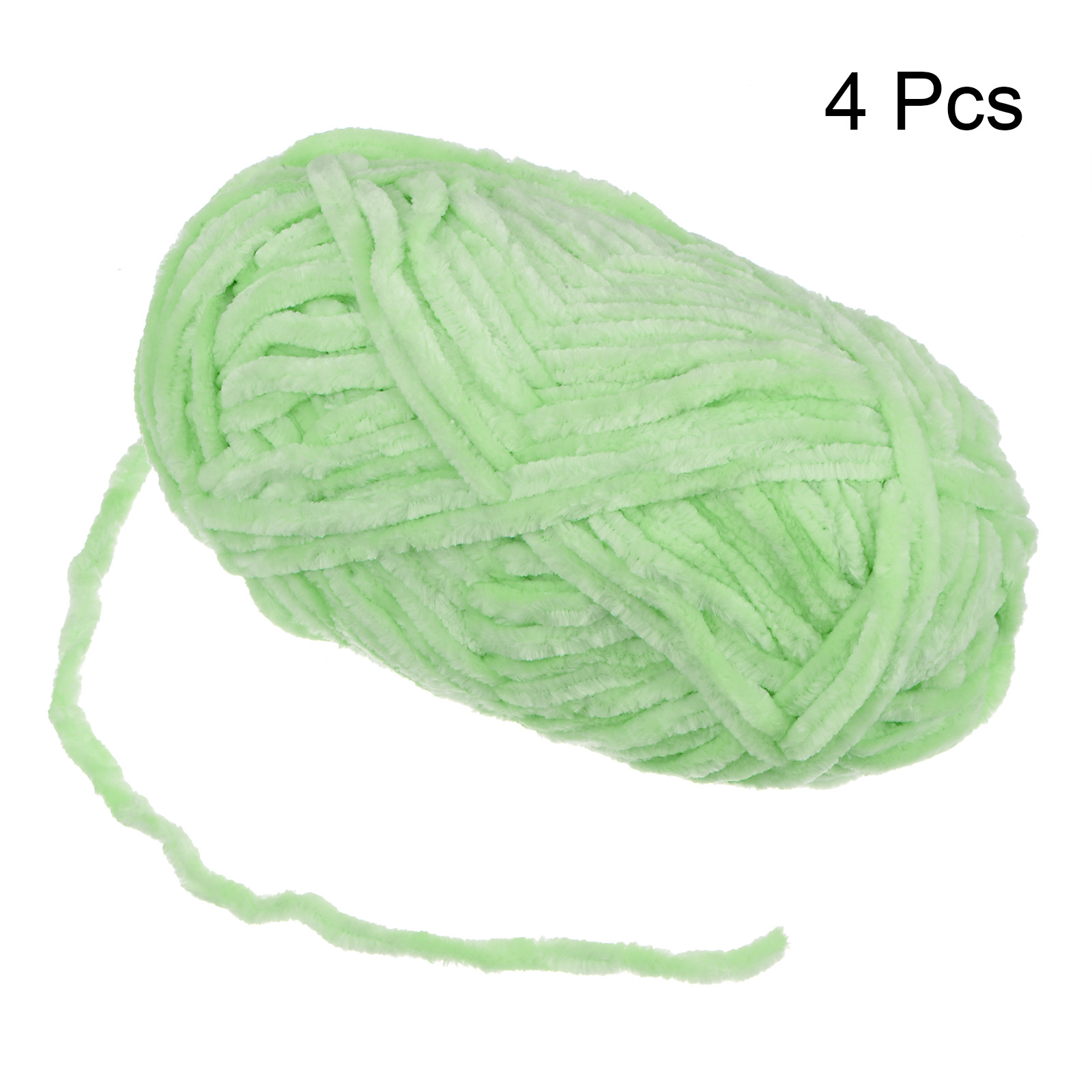 Uxcell 4pcs Velvet Yarn Soft Chenille Yarn 4x100g/14.1oz (347yds) Fluffy Yarn for Knitting Crochet Blanket Light Green