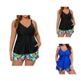 thumbnail image 1 of Womens Swimsuits Tankini Casual Plus Size Modest Drawstring Top with High Waisted Swim Shorts Two Piece Bathing Suits Woman, 1 of 9