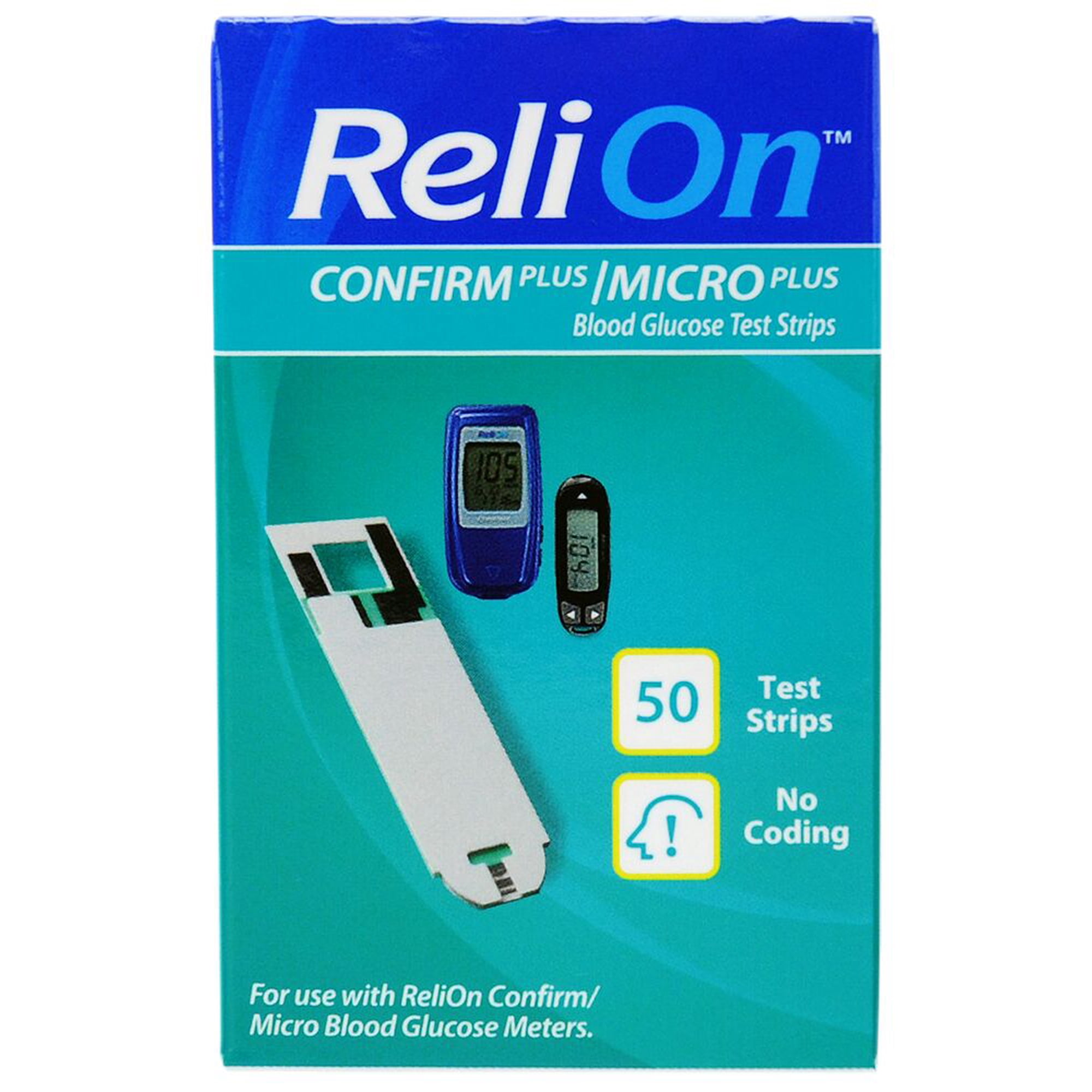ReliOn Confirm Micro Blood Glucose Test Strips, 50 Count