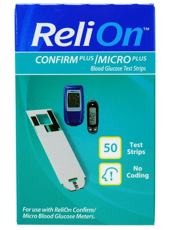 ReliOn Confirm Micro Blood Glucose Test Strips, 50 Count