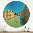 thumbnail image 2 of Designart 'Grand Canal Venice in Green ' Modern Wood Wall Clock, 2 of 5