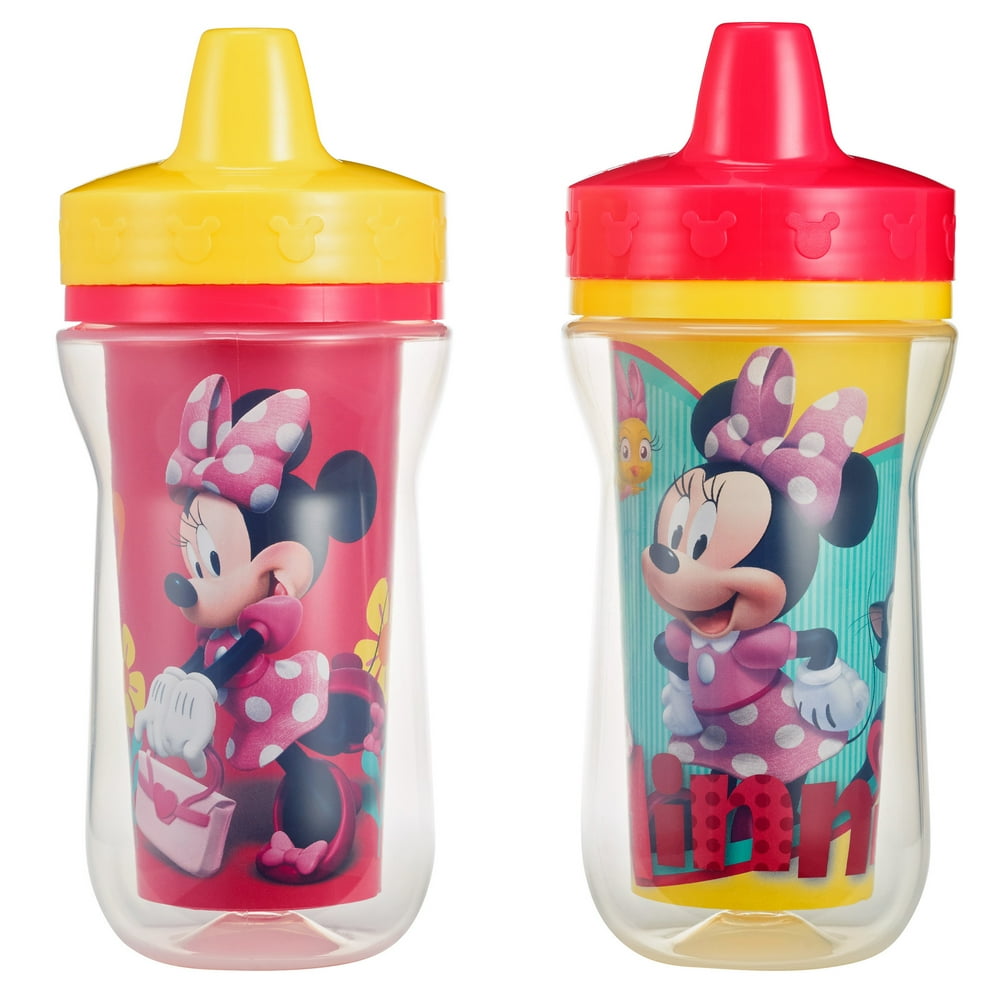 Disney Minnie Mouse Insulated Hard Spout Sippy Cups With One Piece Lid