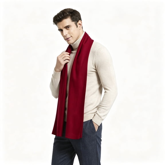 DOVACKA Men's Classic Wool Blend Extra Long Winter Scarf, Warm Cold Weather Scarf, Cozy Christmas Gift