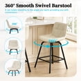 thumbnail image 5 of ClinQ 26 inch Swivel Counter Height Bar Stool Set of 2, Faux Leather Seat with Metal Legs and Back, White, 5 of 6