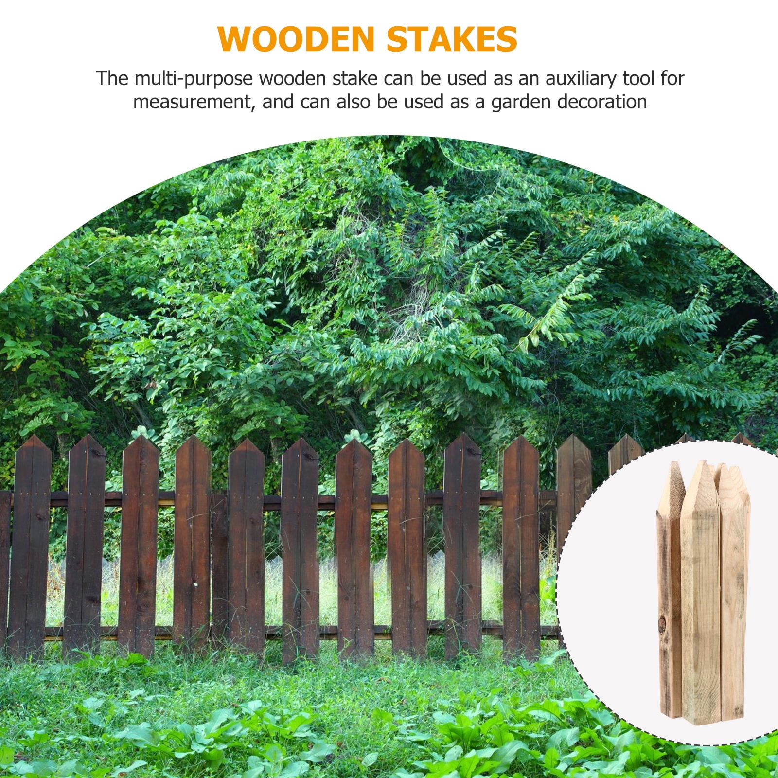 Pawsdot 5Pcs Durable Wooden Measurement Stakes Chocolate Color for Garden Fence and Flower Bed Border