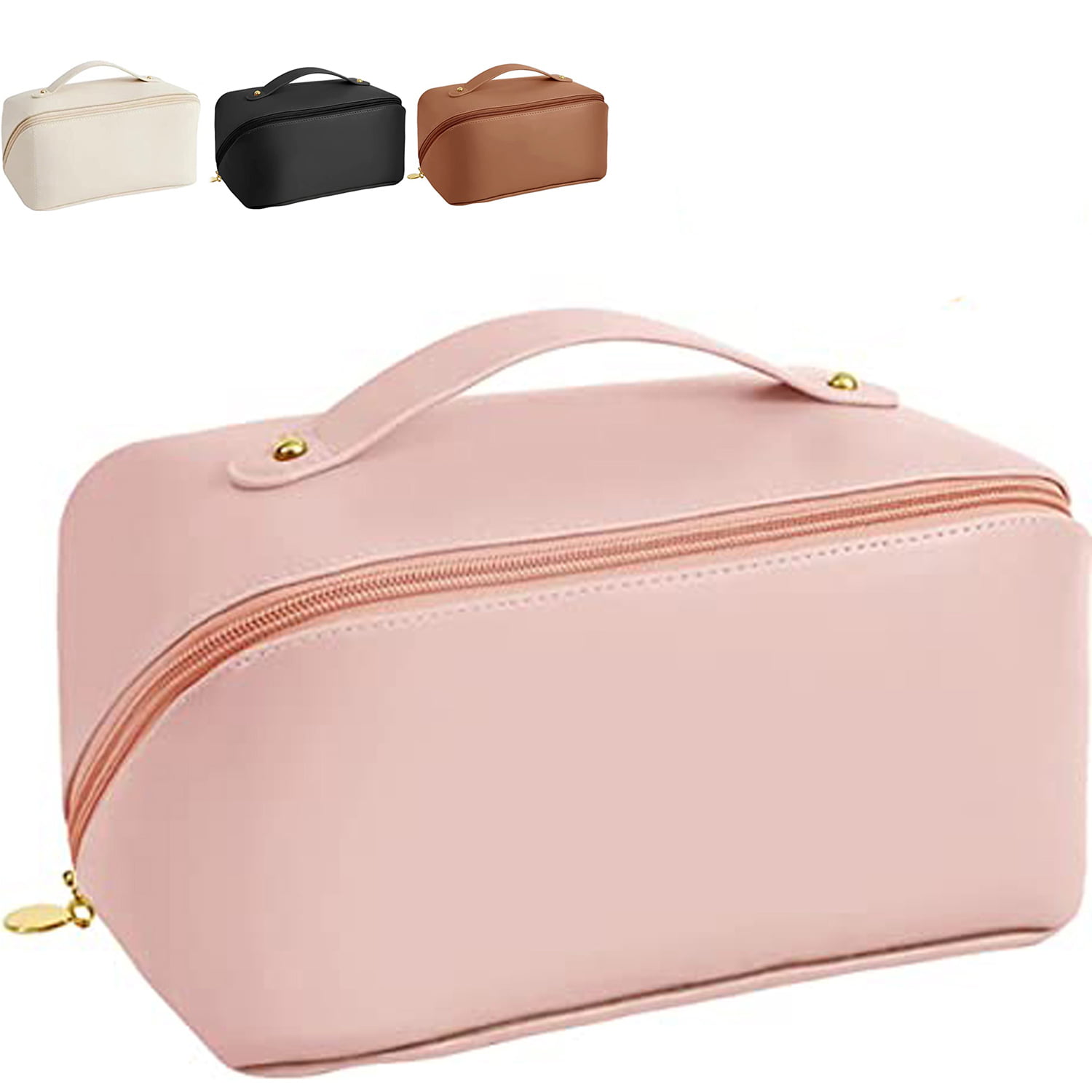 Large-Capacity Travel Cosmetic Bag Portable PU Makeup Pouch Women