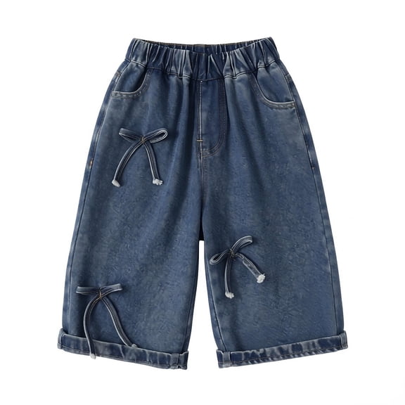 Coerni Girls Casual Jean Shorts Trendy High Waisted Stretchy Denim Shorts Summer Y2k Knee Length Casual Jorts Cowgirl Workwear