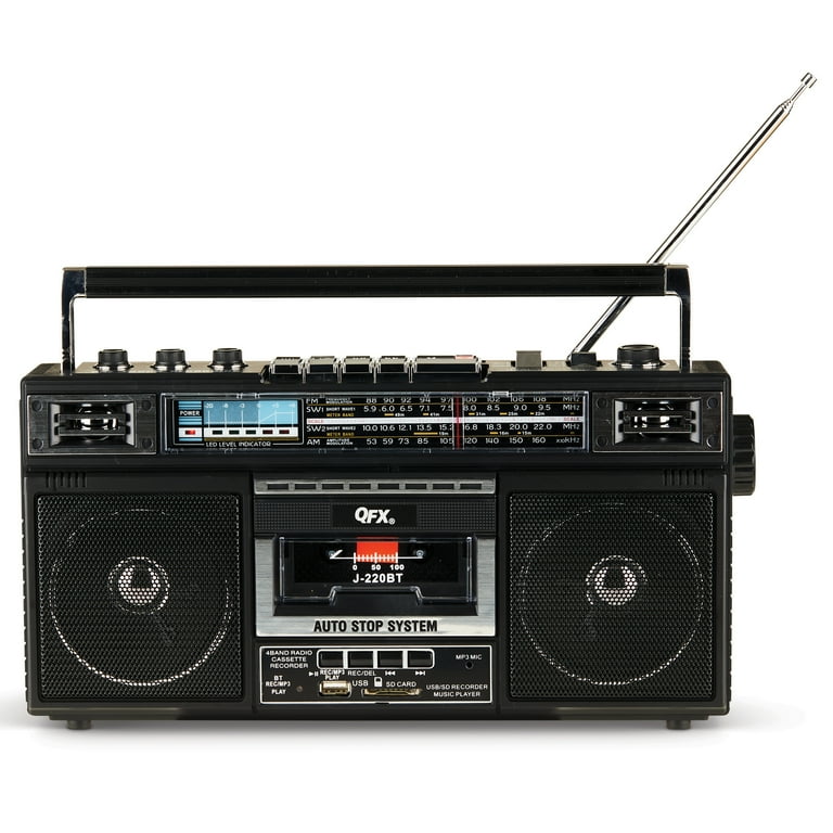 QFX Bluetooth Cassette/Radio Boombox, Black, J-220BT 