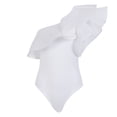 thumbnail image 1 of Gupgi Women Off One Shoulder Ruffled Jumpsuit Solid Color Slim Fit Bodysuit, 1 of 4