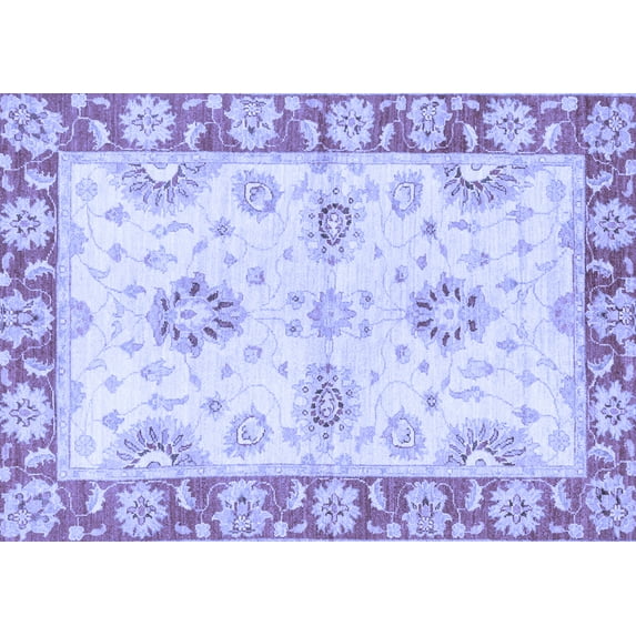 Ahgly Company Machine Washable Indoor Rectangle Oriental Blue Traditional Area Rugs, 3' x 5'