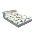thumbnail image 2 of Ambesonne Colorful Fitted Sheet & Pillow Sham Set, Retro Dog, Full, Grey Red Teal, 2 of 2