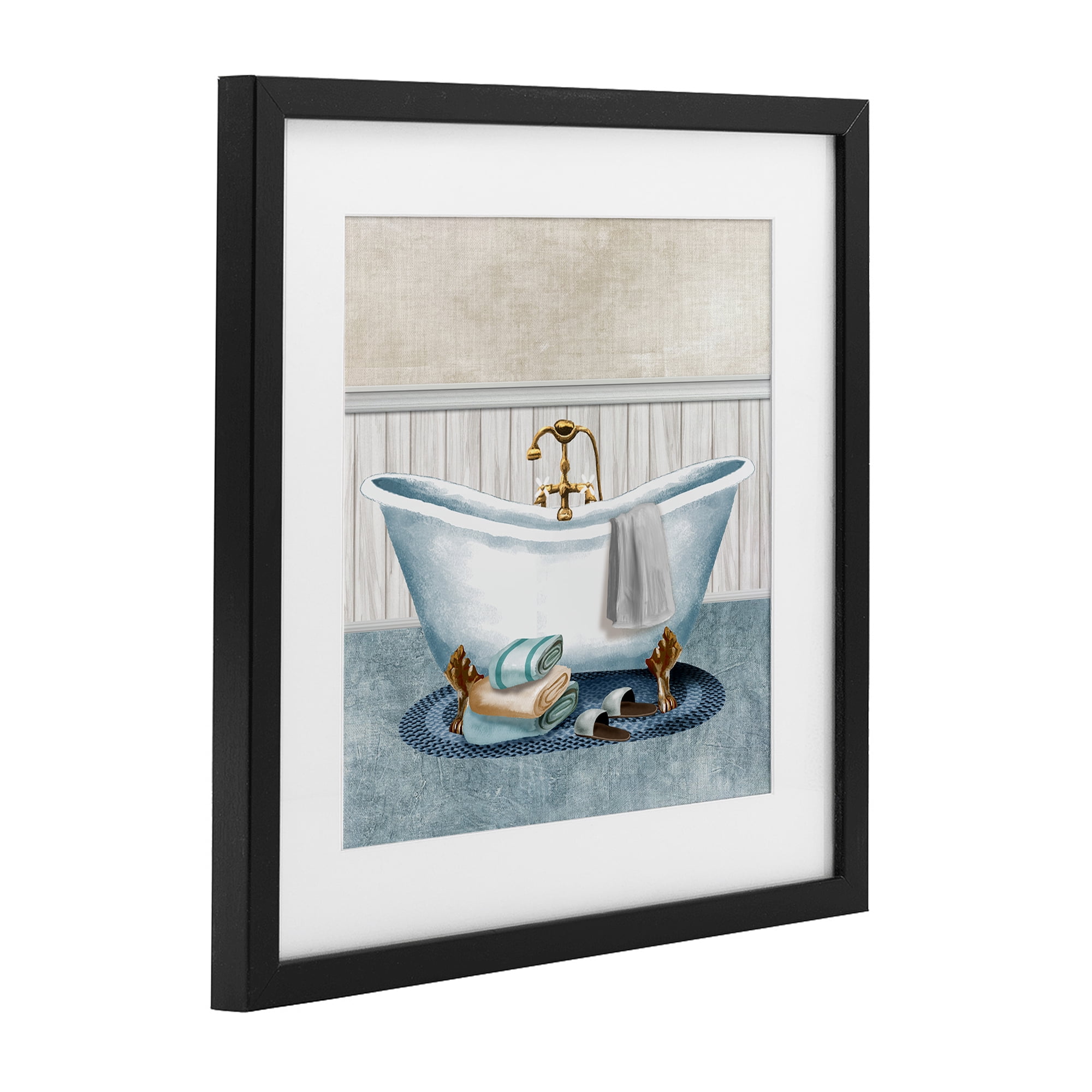 Stupell Industries Cozy Spa Bathtub & Slippers Black Framed Print Under Glass, design by Conrad Knutsen