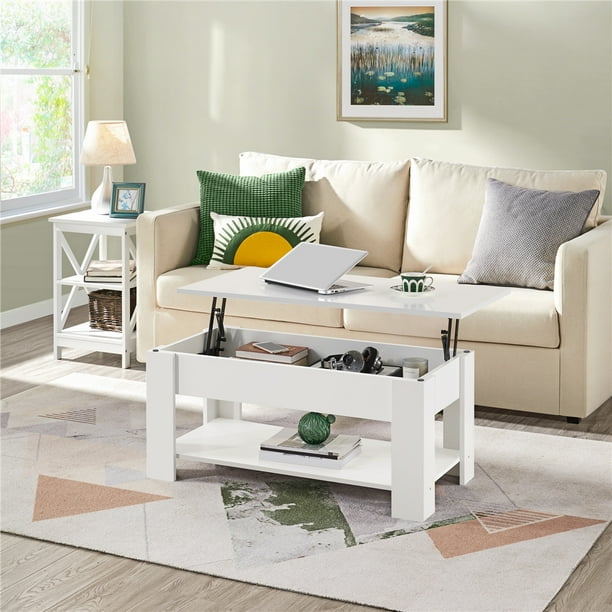 Yaheetech Modern Lift Top Coffee Table Vintage W Compartment Storage For Living Room Reception White Com Yaheetech Modern Lift Top Coffee Table, Carrier 50 Wide Espresso Lift Top Storage Coffee Tables