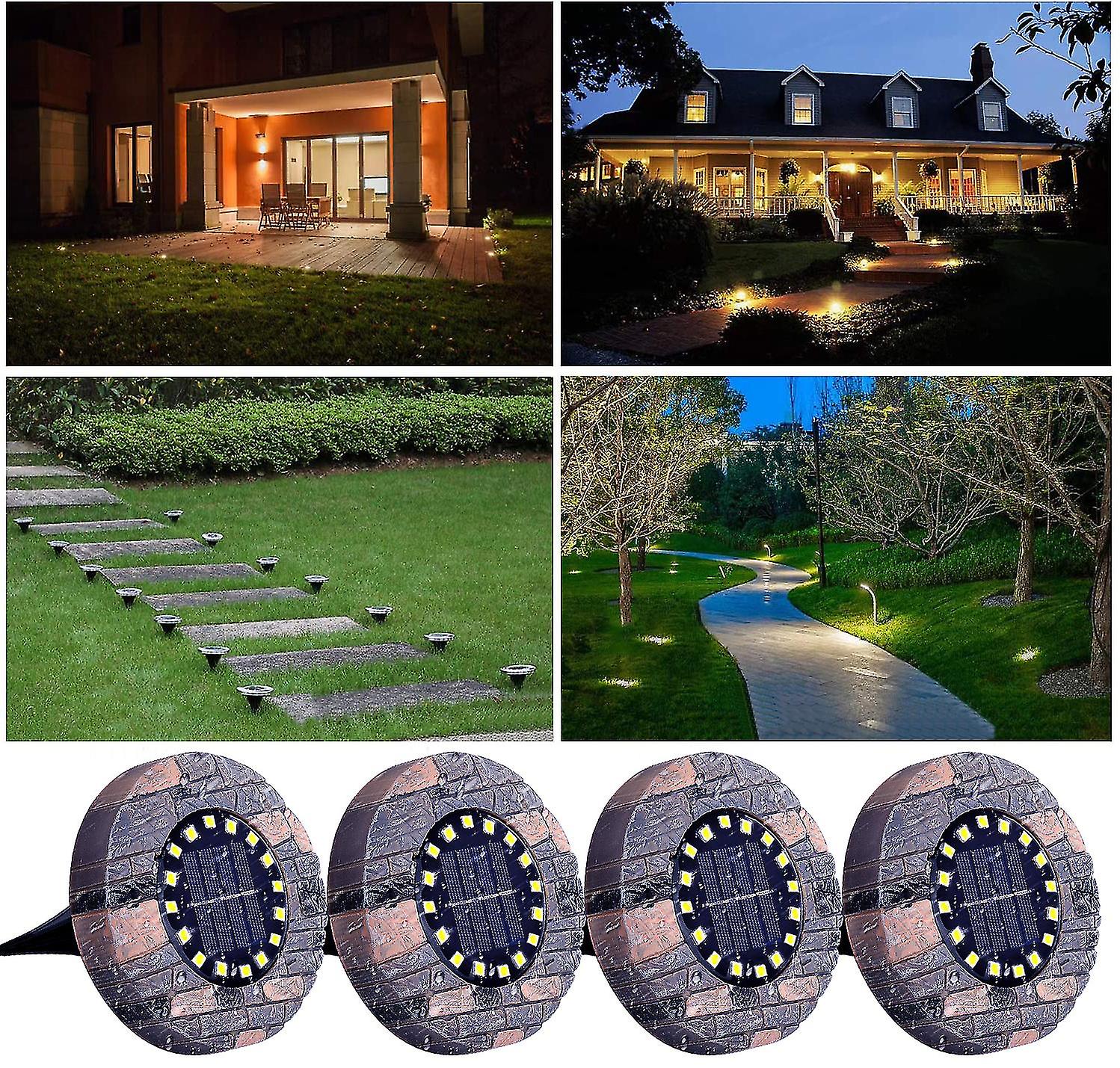 Solar Floor Light 4 Pieces 16 Led Waterproof Outdoor 日本製