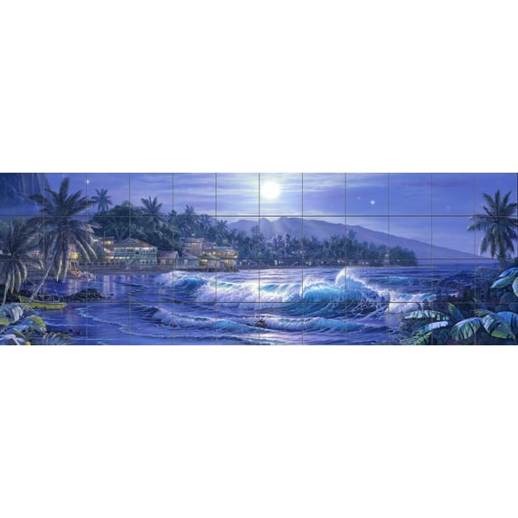 Tile Mural Kitchen Backsplash - Moonlit Bay-CRL - by Christian Riese Lassen