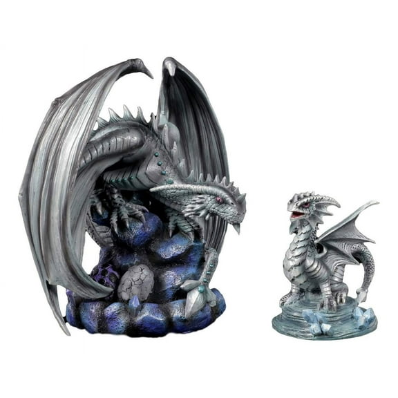 Ebros Mother And Baby Rock Dragon Wyrmling Collectible Statue Figurine SET OF 2