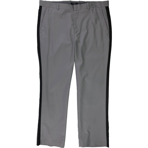 Alfani - Pantalones de vestir con rayas laterales para hombre, color gris, 36 W x 29 L