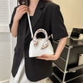 thumbnail image 3 of Bolso de hombro para mujer Bolso bandolera de cuero de PU Bolso de mano con bufandas elegantes (Blanco), 3 of 3