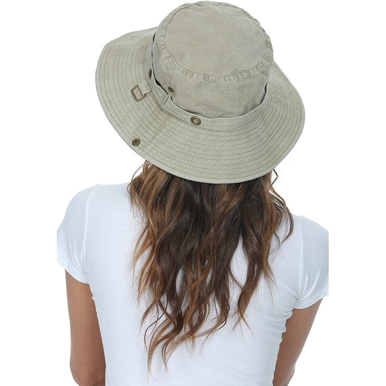 Wide Brim Bucket Sun Hat UPF 50+ Packable Cotton Denim Fishing Cap Womens Denim Bucket hat,Packable wide brim Sun Hats for  main image 3