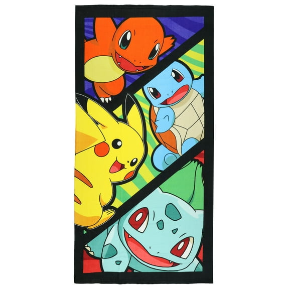 Pokemon Beach Towel Pikachu Charmander Bulbasaur Squirtle 30"x60"