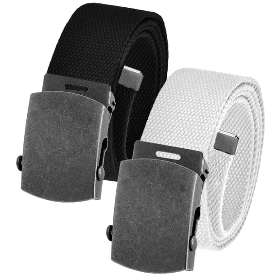 Men's Cut to Fit Waist Size Up to 70" Casual Outdoor 2 Belt Pack with Distressed Silver Slider Buckle