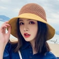 thumbnail image 3 of ZHENHONG Sun Hats for Women Beach Hollowed Out Sun Visor Hat Floppy Sunscreen Bucket Hat Casual Solid Headwear Yellow, 3 of 3