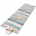 thumbnail image 6 of Blue Pink Cream Stripe Kitchen Runner Rug 2x6 Washable Runners for Hallway Non Slip Farmhouse Vintage Wooden Large Area Rug Indoor Floor Carpet for Bathroom Laundry Entryway Bedroom Living Room, 6 of 8