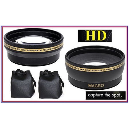 2Pc Kit HD Wide Angle & Telephoto Lens Set for Sony Alpha A6000 ILCE-6000 NEX-3N (40.5mm Compatible)