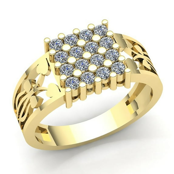 Genuine 3ctw Round Cut Diamond Mens Cluster Engagement Anniversary Ring Solid 14K Rose, White or Yellow Gold GH I1