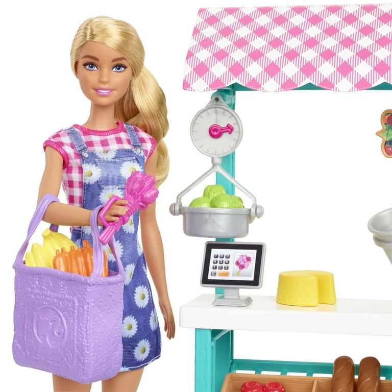 Barbie Careers Farmers Market Playset with Blonde Fashion Doll Furniture Accessories