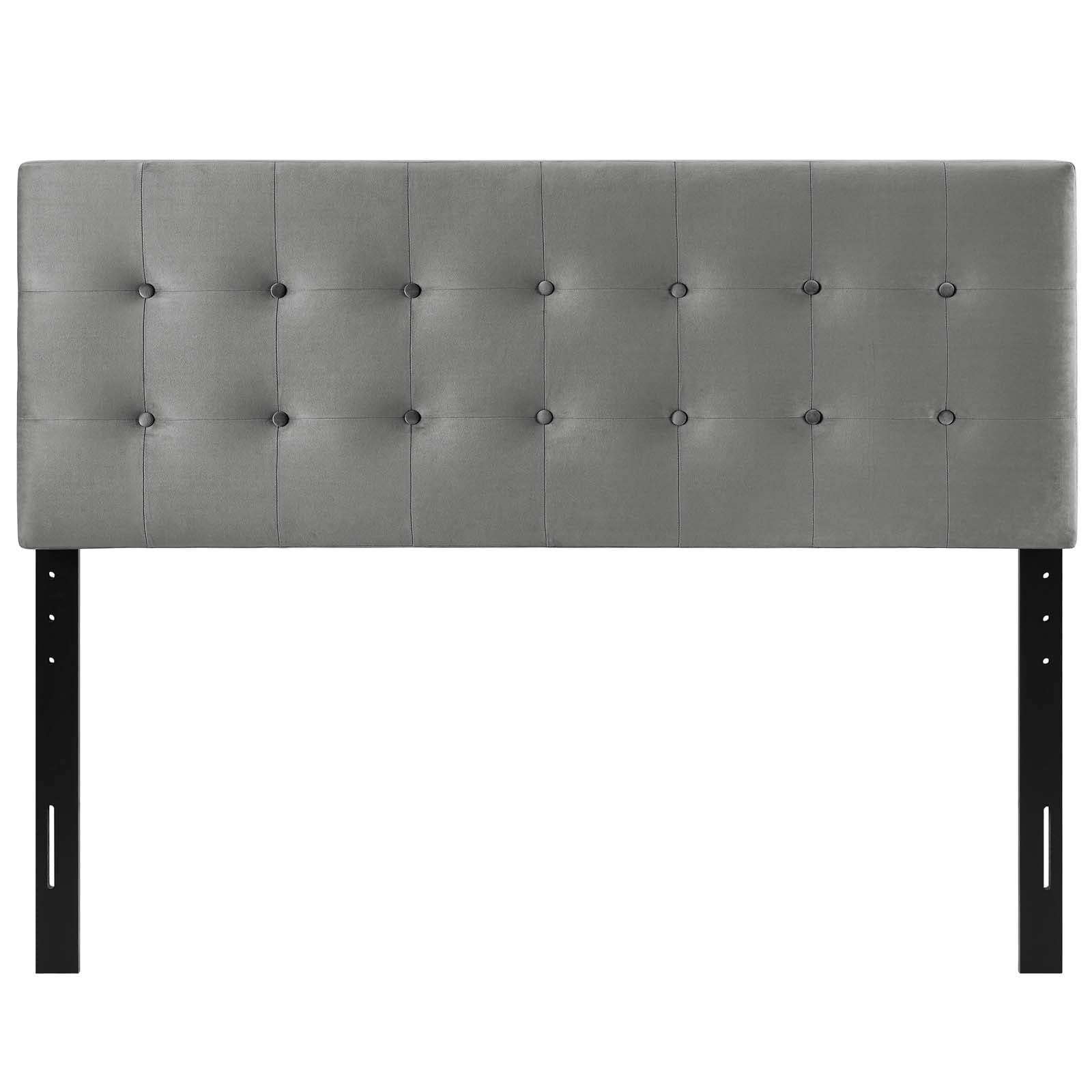 Contemporary Modern Urban Designer Bedroom King Size Tufted Headboard, Velvet Fabric, Grey Gray