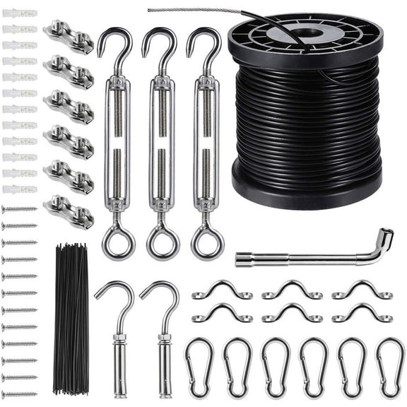 String Lights Hanging Kit Globe String Lights Suspension Kit Light Guide Hanging Wire 164 FT for Backyard Outdoor Home