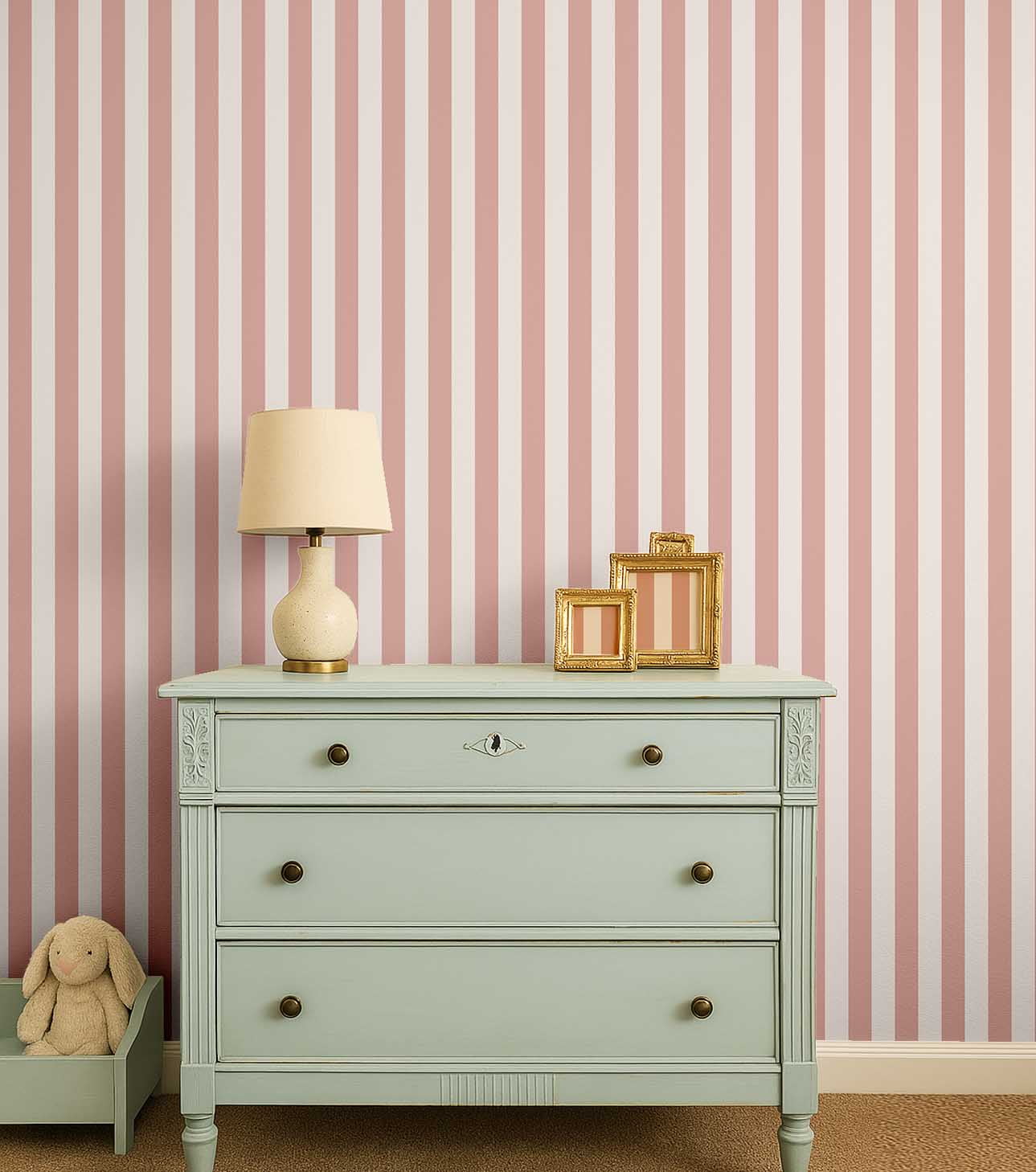 S4Sassy Self Adhesive Wallpaper, Pink Vertical Stripes Wallpaper, Removable DIY Vinyl Wall Covering, Textured Peel & Stick Contact Paper for Entryway Accent Wall, Easy Home Decor Solution (25"x240")