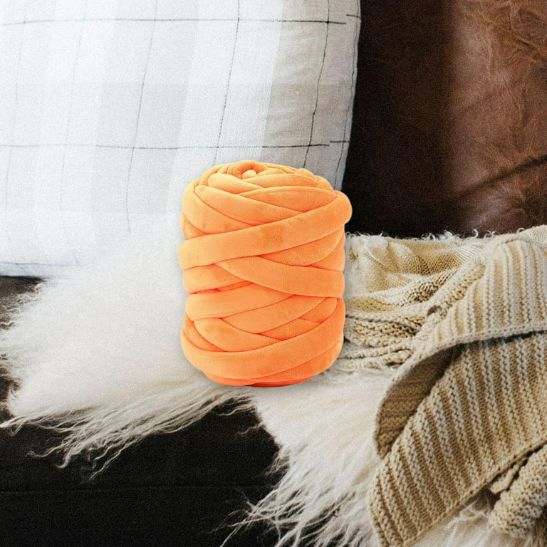 250g/0.55lbs Chunky Yarn Bulky Yarn for Arm Knitting Blanket Mat Crocheting Orange, Size: 2.5cm x 17M