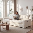 thumbnail image 2 of BEHOST 75.6" Chenille 3-Seater Sofa with Extra Deep Seats，Upholstered Couch with Side Storage & 2 Pillows, Cloud Sofa for Living Room，White, 2 of 10