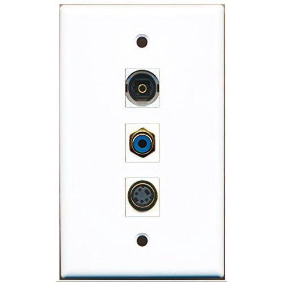 RiteAV - 1 Port RCA Blue and 1 Port S-Video and 1 Port Toslink Wall Plate