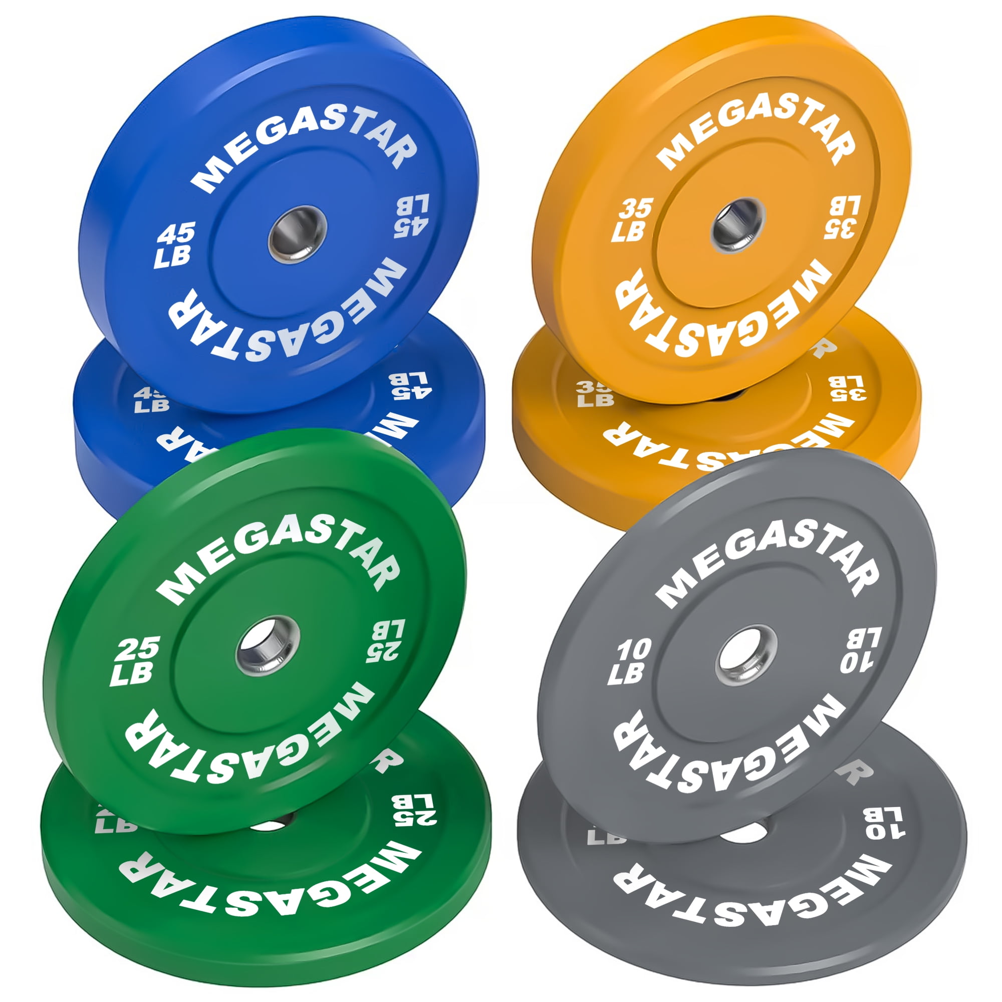 Olympic Bumper Plates, Color Rubber Plates with 2-inch Steel Inserts, Weight Plate of 1.25/2.5/10/25/35/45lb Pair for Weightlifting and Strength Training