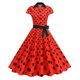 thumbnail image 1 of Vestido de Manga Corta para Mujeres de Moda Casual Impreso Cuello en V con Cremallera Grande Del Doblado, Poliéster Ligero para el Verano, 1 of 9