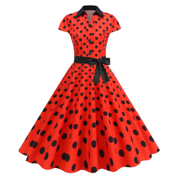 Vestido de Manga Corta para Mujeres de Moda Casual Impreso Cuello en V con Cremallera Grande Del Doblado, Poliéster Ligero para el Verano