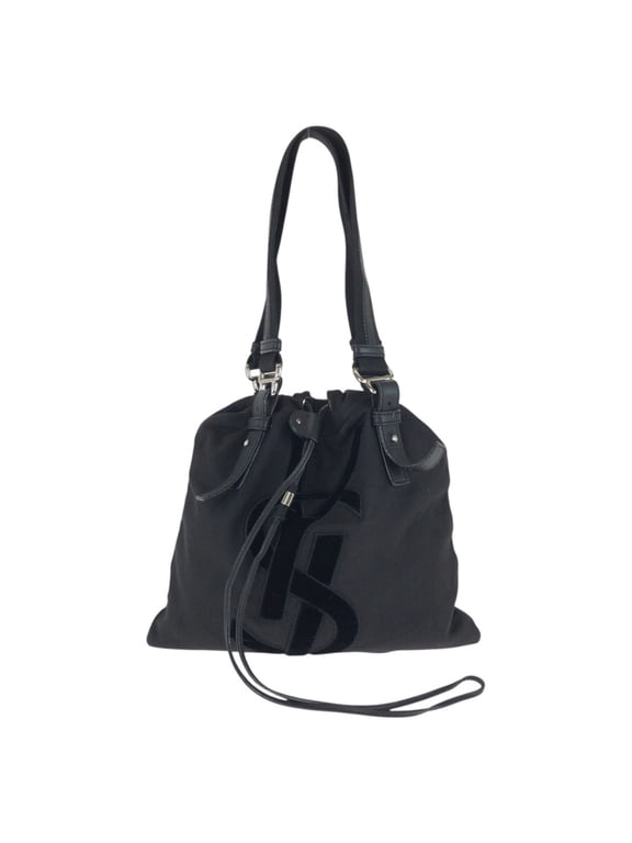 Pre-Owned Yves Saint Laurent Rive Gauche Vintage Kahala YSL Drawstring Bag, Black, Silver...