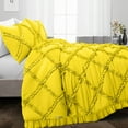 thumbnail image 2 of SGI Bedding 3 Piece Cotton Diamond Ruffle Duvet Cover Yellow Solid 600TC Oversized King, 2 of 8