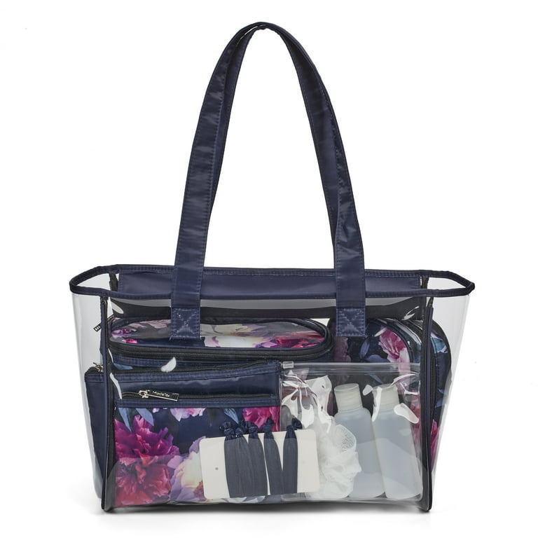 Modella Deluxe 14-Piece PVC Travel Tote with Pink Floral Train