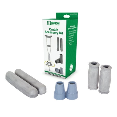 Crutch Grips - Essential Medical Supply Crutch Accessory Kit - Pair of Underarm Pads, Hand Grips and Tips