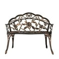 thumbnail image 3 of BaytoCare Rose Style Outdoor Patio Park Garden Bench Bronze Love Seat Cast Iron, 3 of 8