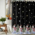 thumbnail image 4 of Black Christmas Snowman Shower Curtain, Winter Xmas Tree Snowflakes Waterproof Fabric Shower Curtains with 12 Hooks, Bathroom Curtain Set for Bathroom Accessories Decor, 72 x 84 Inches, 4 of 9