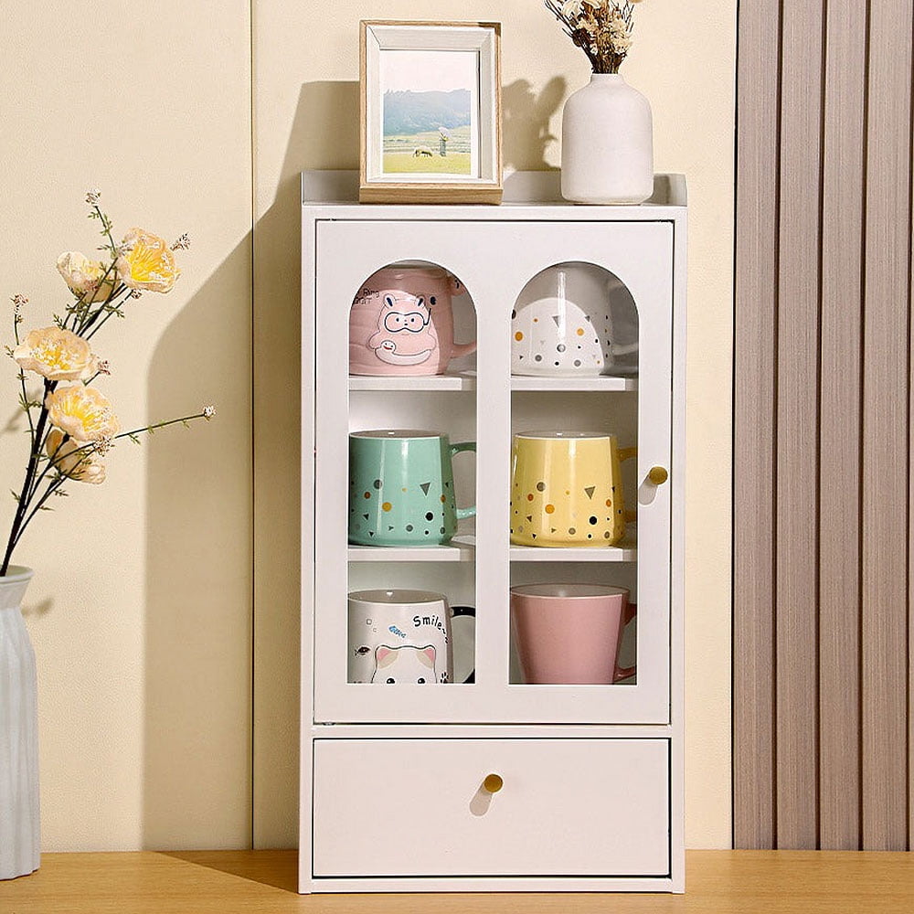 Storage Tea Cup Holder, Tall Display Bookcase with