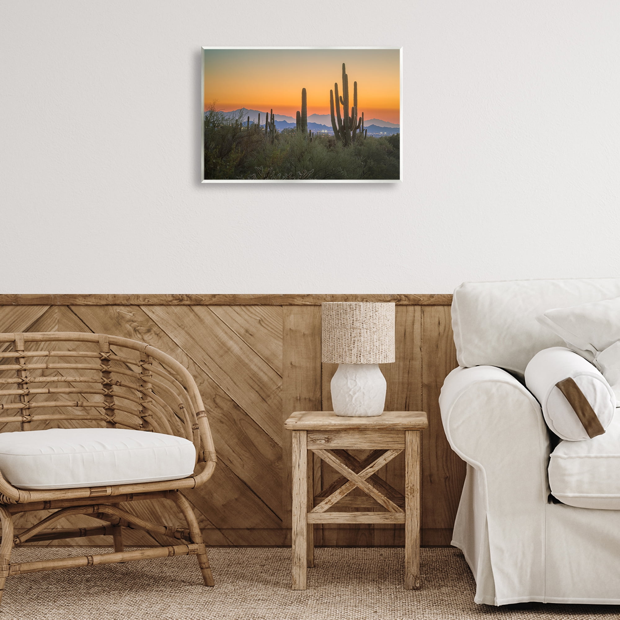 Stupell Industries Looming Cacti Sunset Landscape & Nature Photography Unframed Art Print Wall Art, 19 x 13