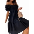thumbnail image 2 of Women'S Summer Lantern Sleeves Ruffled Off Shoulder A-Line Dresses Black XL, 2 of 9