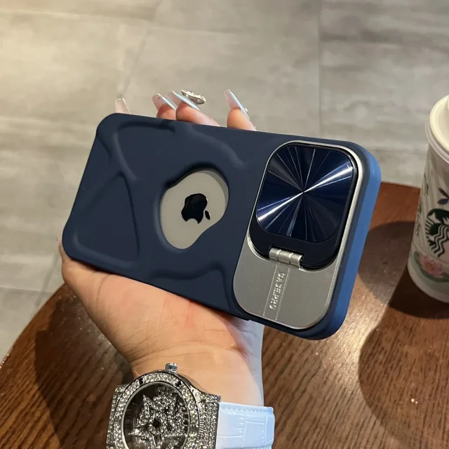 Étui Magsafe avec Trou pour Logo de Mode pour iPhone 16 11 12 13 14 15 Pro Max Plus Support de Protection d'Objectif Couverture de Charge Sans Fil Magnétique Bleu pour iPhone 11